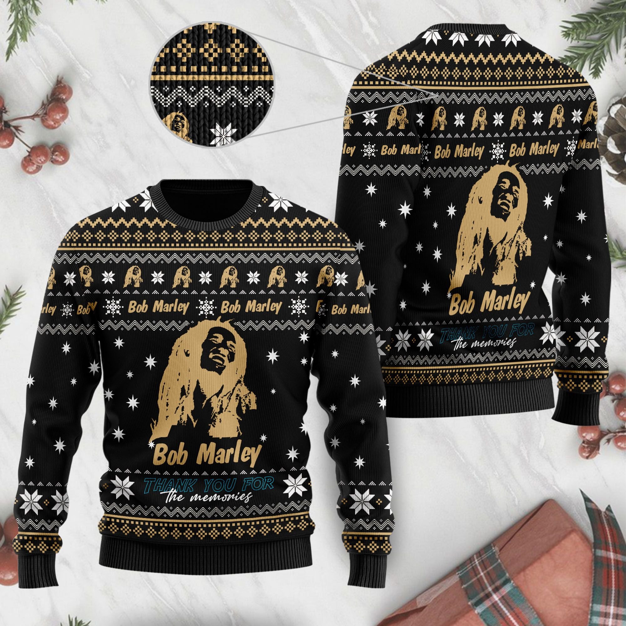 Bob Marley Thank You For The Memories Full Size For Fans Ugly Sweater