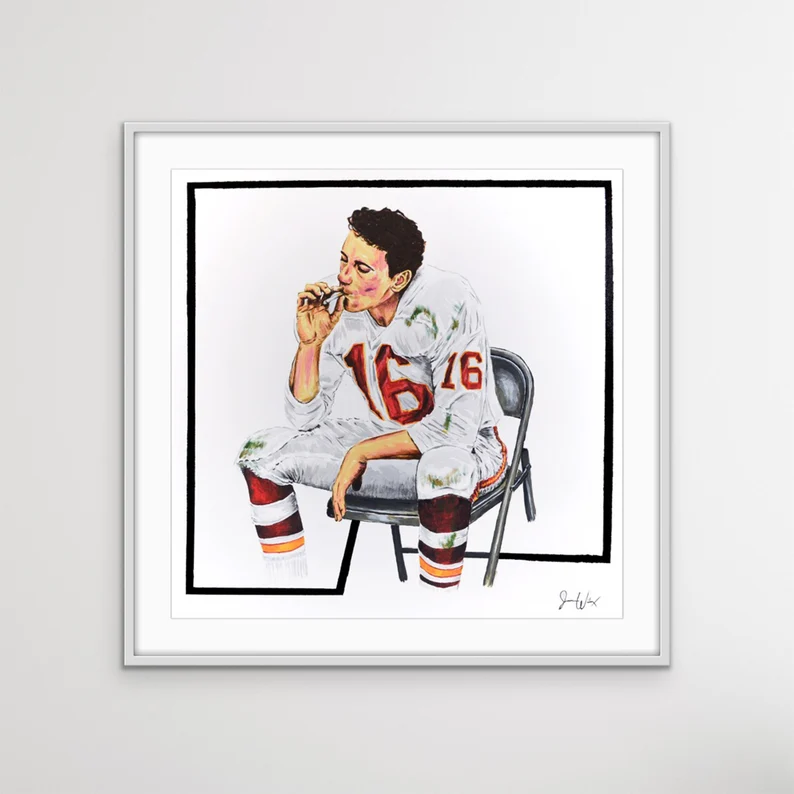 Len Dawson, Fan Art of Len Dawson Smoke Poster-Canvas – Konosbog