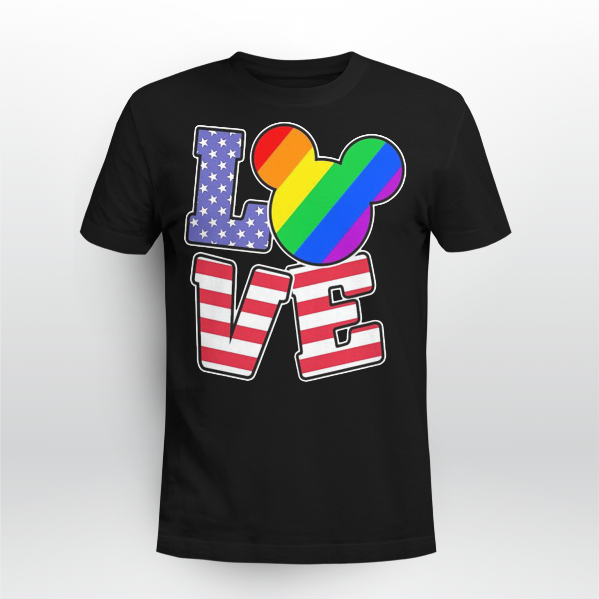 Love lgbt mickey mouse american flag 